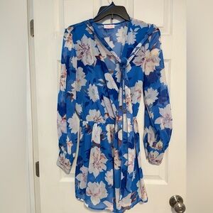 Pink Lily Romper blue with White Flowers